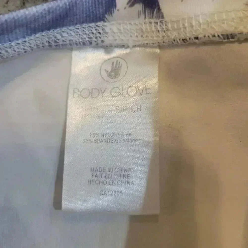 Body Glove Women's White & Blue Nylon/Spandex Denim City Palm Print Standard Lon
